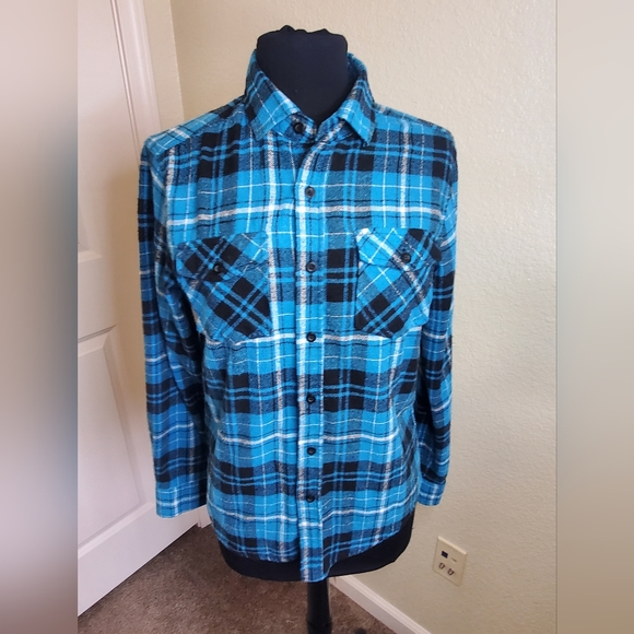 Blue Gear Flannel Button Down - Picture 2 of 5